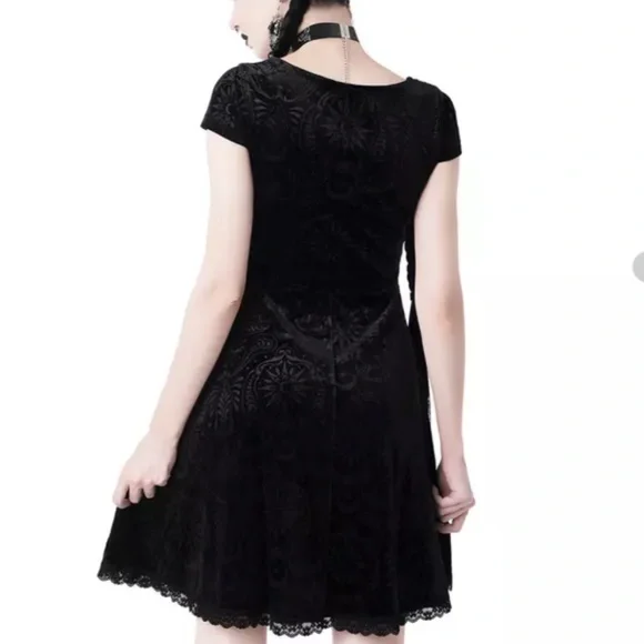 KILLSTAR dress women size Small black floral velvet Belladonna BaBe party Goth - Picture 3 of 16